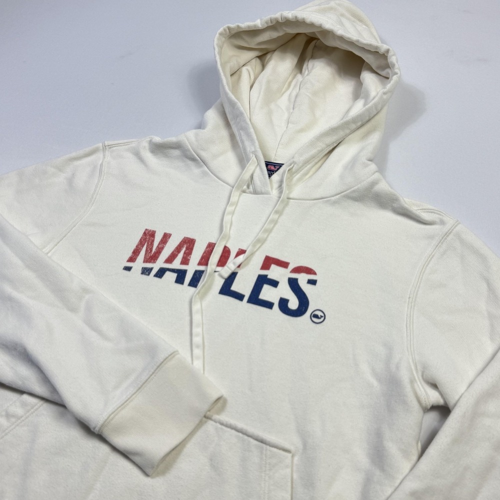 Vineyard Vines Hoodie Womens Small White Pullover‎ Fleece Graphic NAPLES Logo